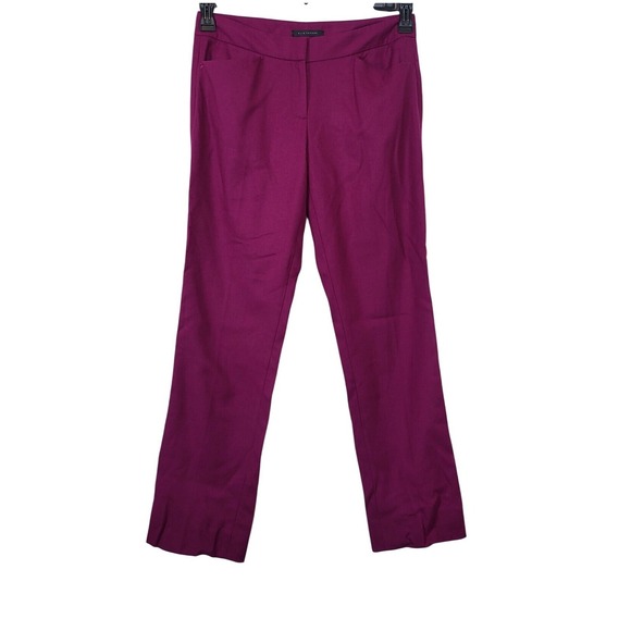 Elie Tahari Womens Preppy Cranberry Mid Rise‎ Straight Leg Career Wool Pants 12 - Picture 1 of 8